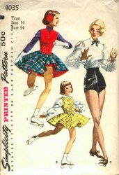 4035 TAP DANCE TRUNKS, BLOUSE, SKATING OUTFIT 50S PATTERN 16 34